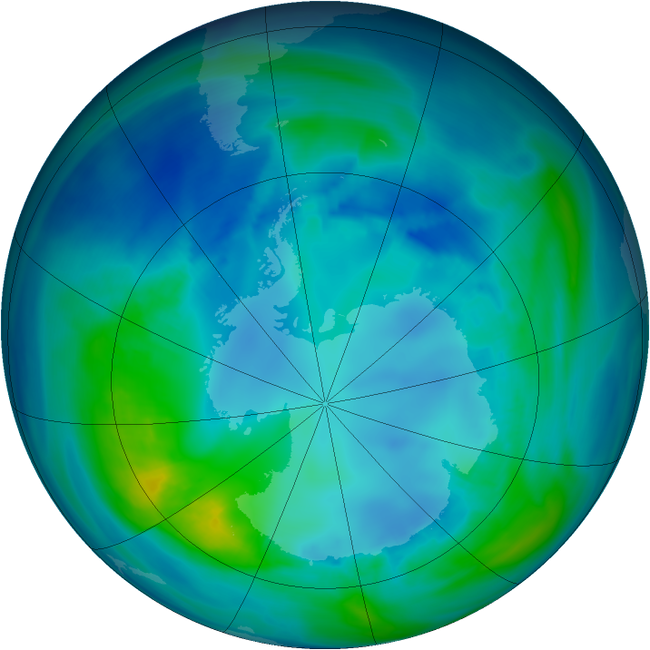 Antarctic ozone map for 25 April 2007
